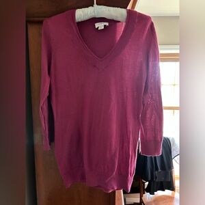 LOFT Women's V-Neck Sweater in Rich Pink